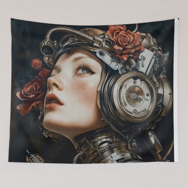 Item preview, Steampunk Heroine in Helmet, with Roses designed and sold by effervescence.