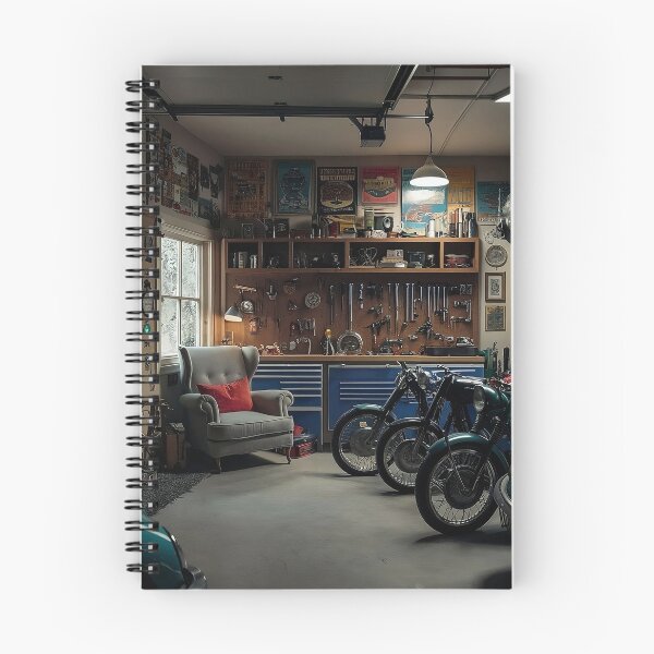 Item preview, Cozy Vintage Garage with Motorcycles and Tools designed and sold by RabbitDesign777.