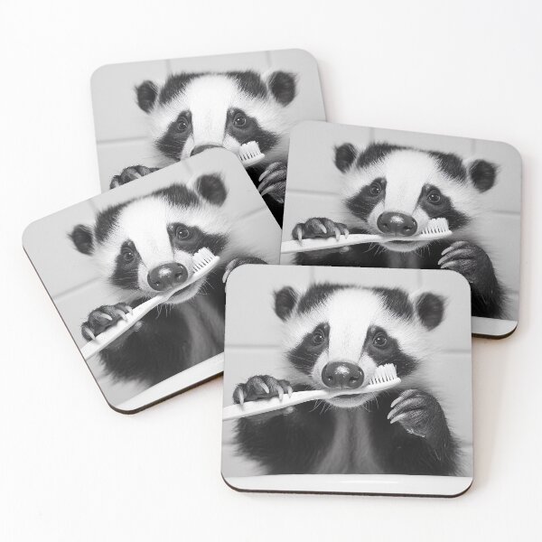 Item preview, Badger Brushing Teeth, Funny Vintage Animal Photo designed and sold by CheekyAnimalz.