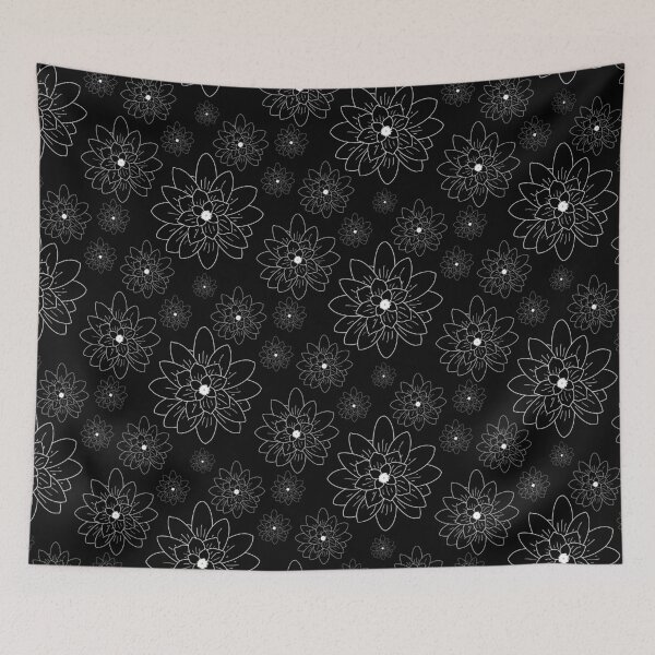 Item preview, Lotus White Lines on Black Repeat 5748 designed and sold by Art in My Loft.