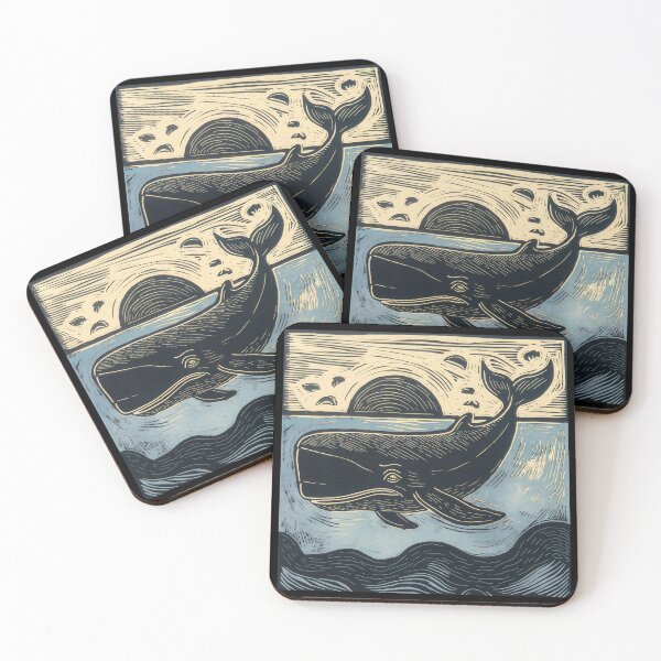 Item preview, Whale Linocut designed and sold by Angry Swan Designs.