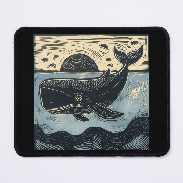 Item preview, Whale Linocut designed and sold by Angry Swan Designs.