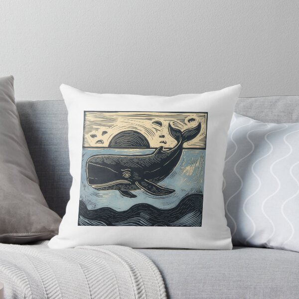 Item preview, Whale Linocut designed and sold by Angry Swan Designs.