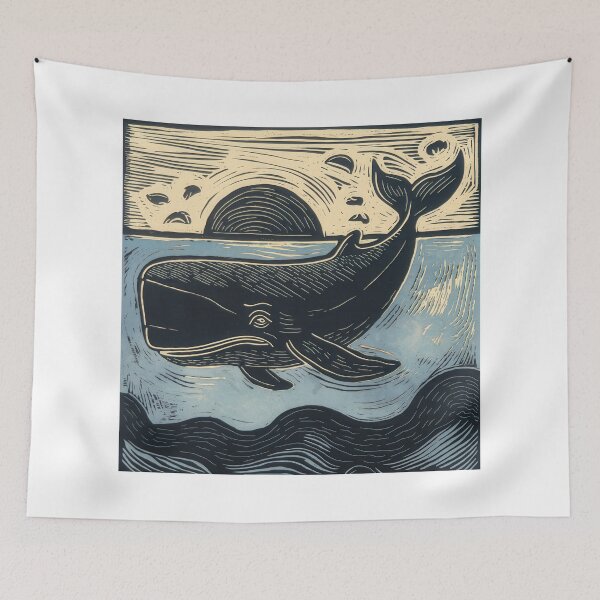 Item preview, Whale Linocut designed and sold by Angry Swan Designs.