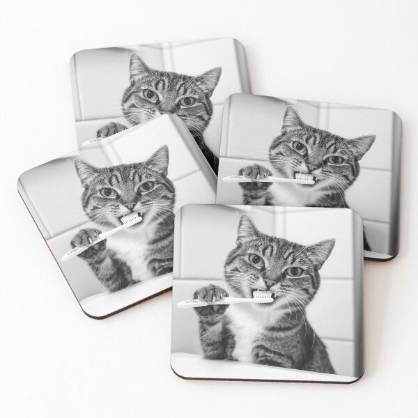 Item preview, Cat Brushing Teeth, Funny Vintage Animal Photo designed and sold by CheekyAnimalz.