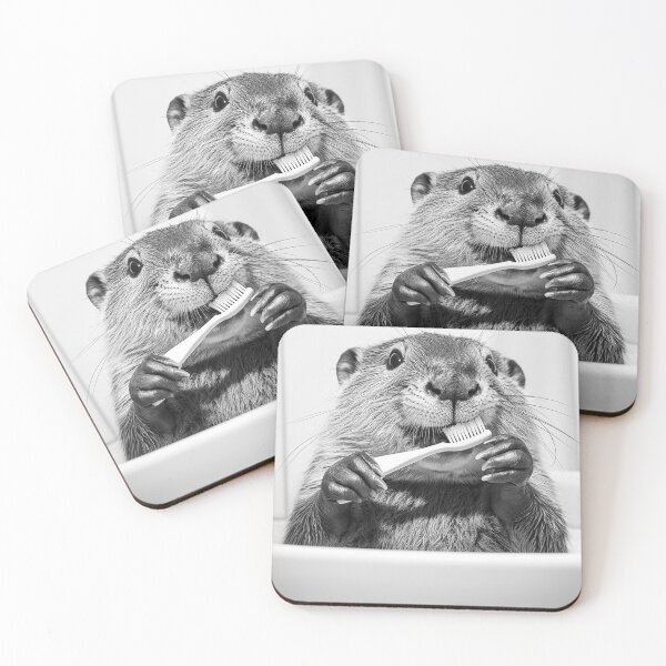 Item preview, Beaver Brushing Teeth, Funny Vintage Animal Photo designed and sold by CheekyAnimalz.