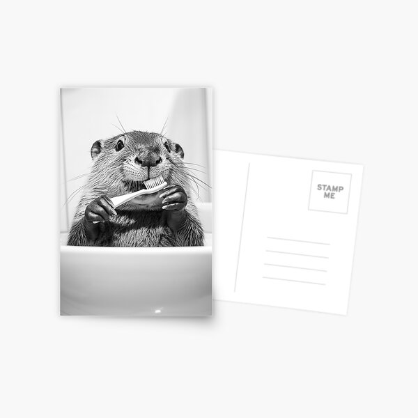 Item preview, Beaver Brushing Teeth, Funny Vintage Animal Photo designed and sold by CheekyAnimalz.