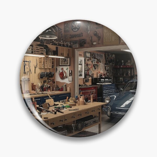 Item preview, Classic Car in a Well-Organized Workshop Garage designed and sold by RabbitDesign777.