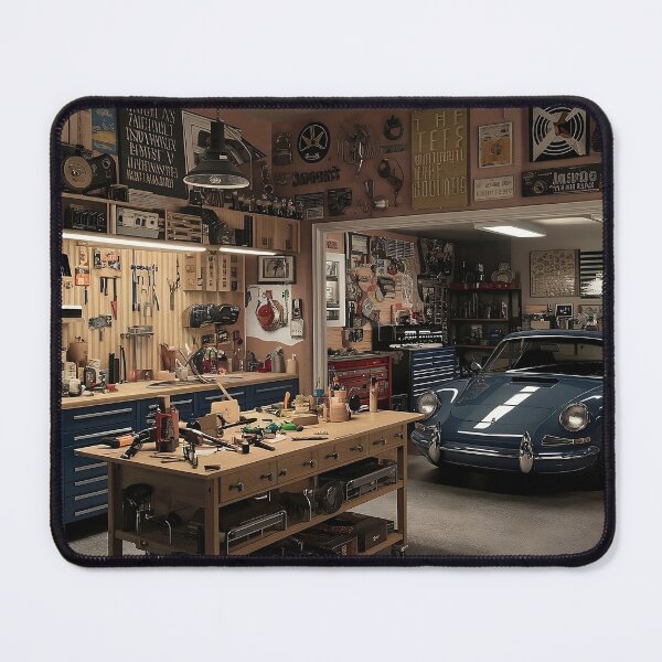 Item preview, Classic Car in a Well-Organized Workshop Garage designed and sold by RabbitDesign777.