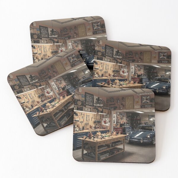 Item preview, Classic Car in a Well-Organized Workshop Garage designed and sold by RabbitDesign777.