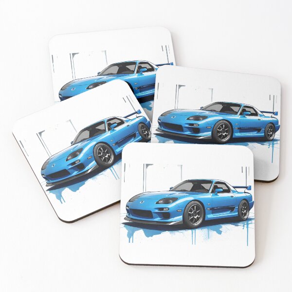 Aperçu de l'œuvre Mazda RX-7 Bleu Aquarelle créée et vendue par DecarYourself.