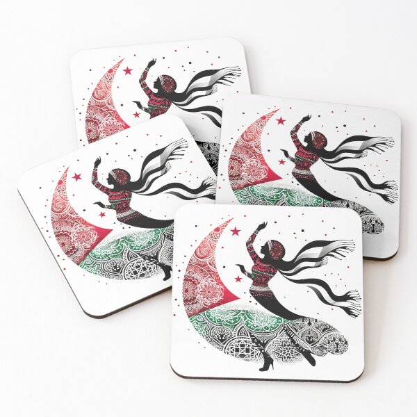 Item preview, woman dabke dance in Palestinian traditional patterns   designed and sold by Slice Of Seed.