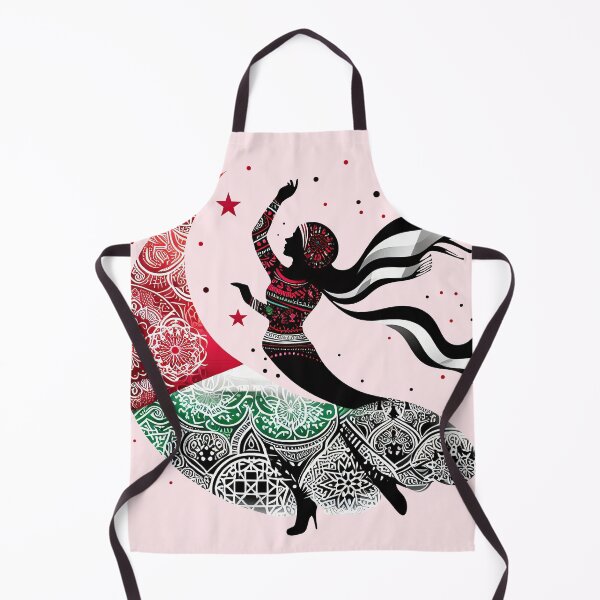 Item preview, woman dabke dance in Palestinian traditional patterns   designed and sold by Slice Of Seed.