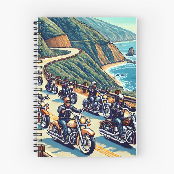 Item preview, Pixel Art Bikers Cruising Coastal Highway designed and sold by RabbitDesign777.