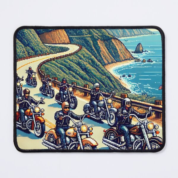 Item preview, Pixel Art Bikers Cruising Coastal Highway designed and sold by RabbitDesign777.