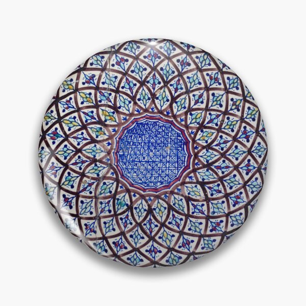 Item preview, Blue Moroccan plate with painted mandala type geometric design designed and sold by CatherineMoore4.