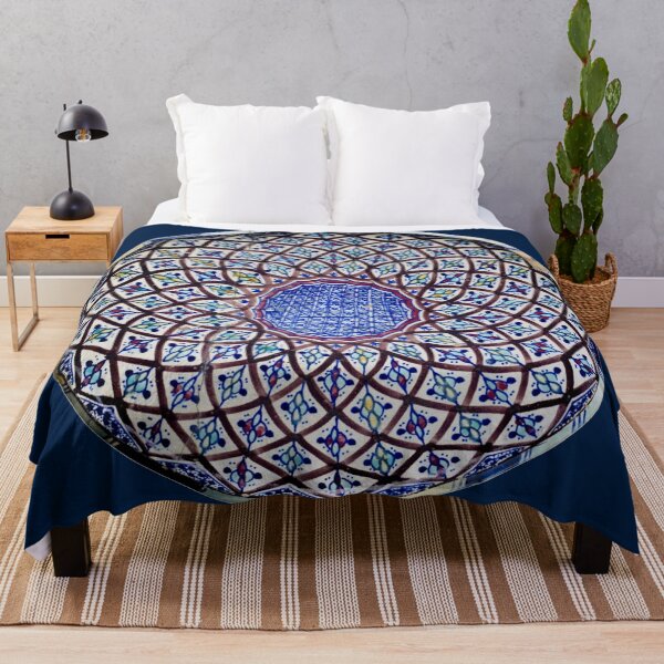 Item preview, Blue Moroccan plate with painted mandala type geometric design designed and sold by CatherineMoore4.