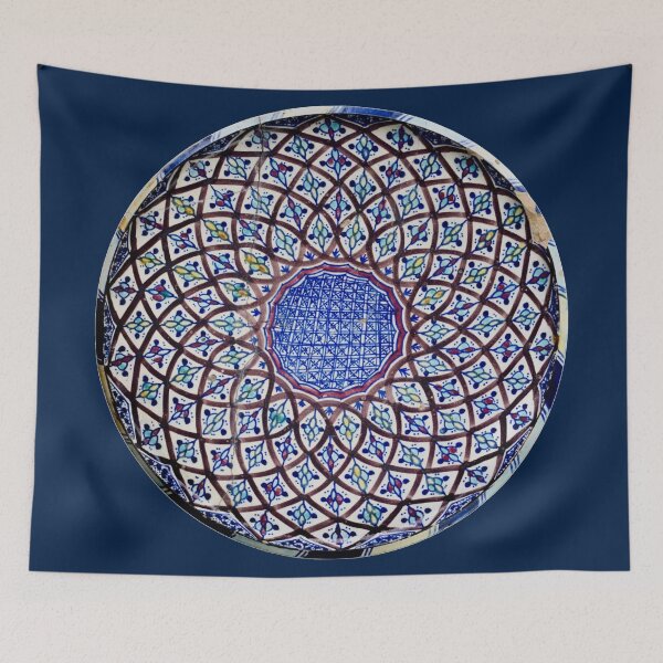 Item preview, Blue Moroccan plate with painted mandala type geometric design designed and sold by CatherineMoore4.
