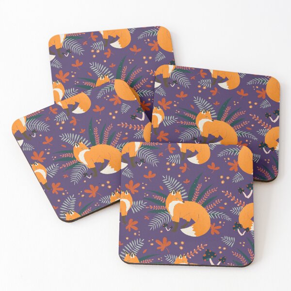 Item preview, Purple autumn fox pattern designed and sold by Home Cyn Home.