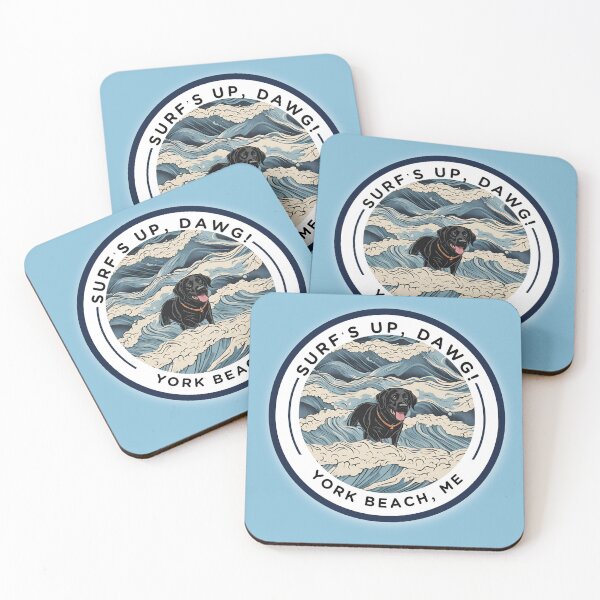 Item preview, “Surf’s Up, Dawg! Cute Black Lab Dog v2 - York Beach, ME - Nubble-Cape Neddick designed and sold by SAMJA-Art.