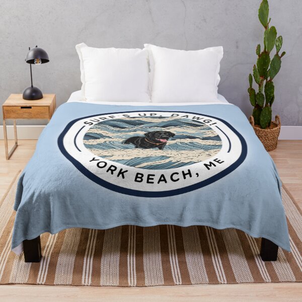 Item preview, “Surf’s Up, Dawg! Cute Black Lab Dog v2 - York Beach, ME - Nubble-Cape Neddick designed and sold by SAMJA-Art.