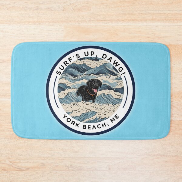 Item preview, “Surf’s Up, Dawg! Cute Black Lab Dog v2 - York Beach, ME - Nubble-Cape Neddick designed and sold by SAMJA-Art.
