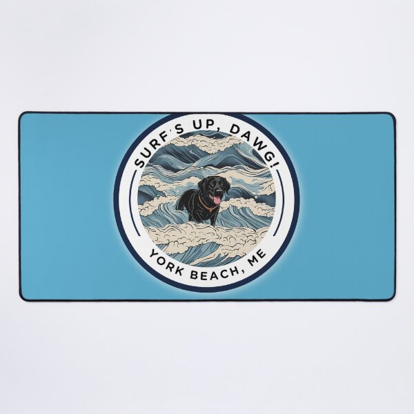 Item preview, “Surf’s Up, Dawg! Cute Black Lab Dog v2 - York Beach, ME - Nubble-Cape Neddick designed and sold by SAMJA-Art.