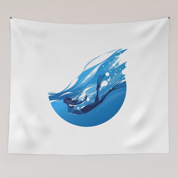 Item preview, Graceful Freediver Descending into the Deep Ocean designed and sold by Windy-market.