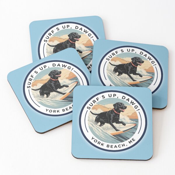 Item preview, “Surf’s Up, Dawg! Cute Black Lab Dog v3-York Beach, ME - Nubble-Cape Neddick designed and sold by SAMJA-Art.