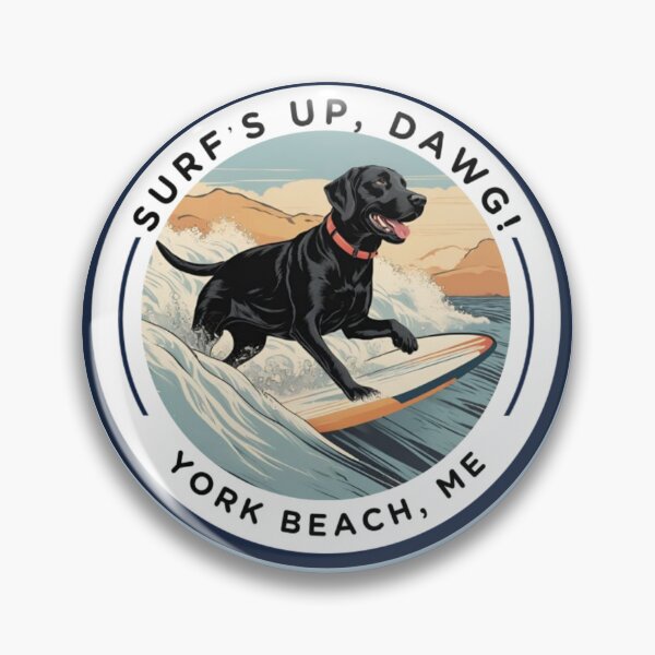 Item preview, “Surf’s Up, Dawg! Cute Black Lab Dog v3-York Beach, ME - Nubble-Cape Neddick designed and sold by SAMJA-Art.