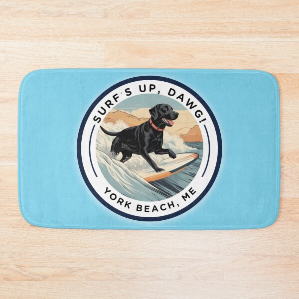 Item preview, “Surf’s Up, Dawg! Cute Black Lab Dog v3-York Beach, ME - Nubble-Cape Neddick designed and sold by SAMJA-Art.