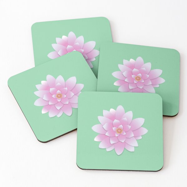 Item preview, Tossed Pink Lotus on Mint Half-Drop Repeat 5748 designed and sold by Art in My Loft.