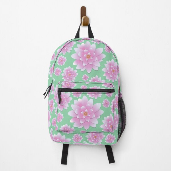 Item preview, Tossed Pink Lotus on Mint Half-Drop Repeat 5748 designed and sold by Art in My Loft.