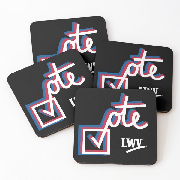 Item preview, VOTE checkmark: red, white, blue designed and sold by LWVKC.