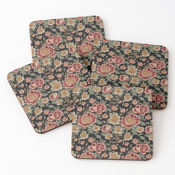 Item preview, Faux Embroidery Dark Botanical Flowers designed and sold by FlowerMeFlorals.
