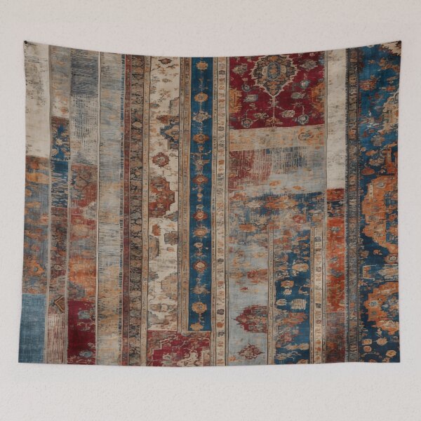 Item preview, Vintage Striped Bohemian Rug: Distressed Multicolor Oriental Pattern designed and sold by Octavia Soldani.