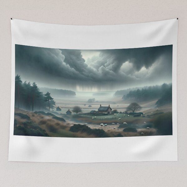 Item preview, AI Weather Art: Cottage and Sheep designed and sold by Andy Hudson-Smith.