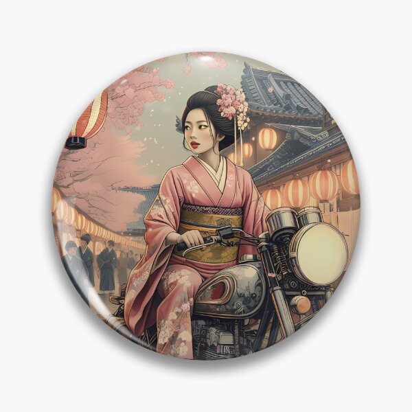 Artikelvorschau, Mädchen mit Motorrad, traditionelle japanische Kunst entworfen und verkauft von OzzFrequency.