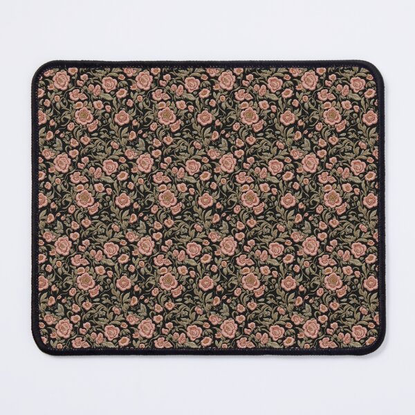 Item preview, Peach Flowers on Black Faux Embroidery designed and sold by FlowerMeFlorals.