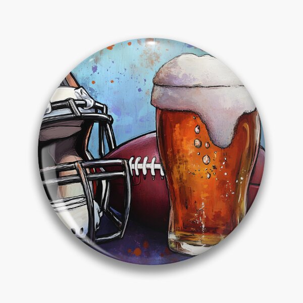 Item preview, Football Helmet and Beer with Vibrant Colors - Energetic Game Day Sports Art for Football Fans Generative AI designed and sold by OlfactoART Studio.