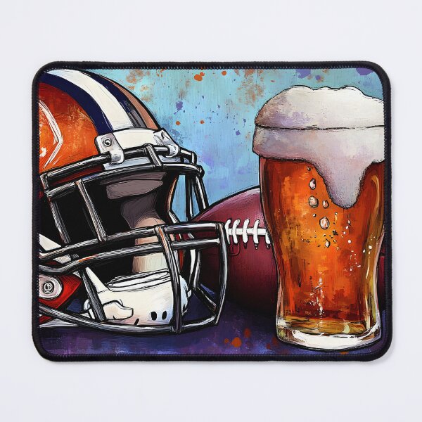 Item preview, Football Helmet and Beer with Vibrant Colors - Energetic Game Day Sports Art for Football Fans Generative AI designed and sold by OlfactoART Studio.