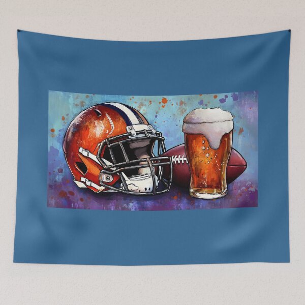 Item preview, Football Helmet and Beer with Vibrant Colors - Energetic Game Day Sports Art for Football Fans Generative AI designed and sold by OlfactoART Studio.