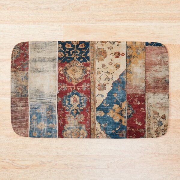 Item preview, Bohemian Striped Vintage Rug: Distressed Multicolor Oriental Patterns designed and sold by Octavia Soldani.