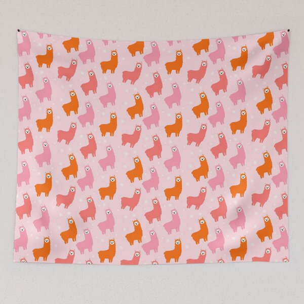Item preview, Pink and Orange Fluffy Llamas designed and sold by dottiedigitals.