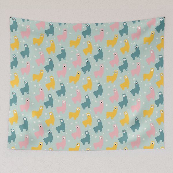 Item preview, Blue, Pink and Yellow Fluffy Llamas designed and sold by dottiedigitals.