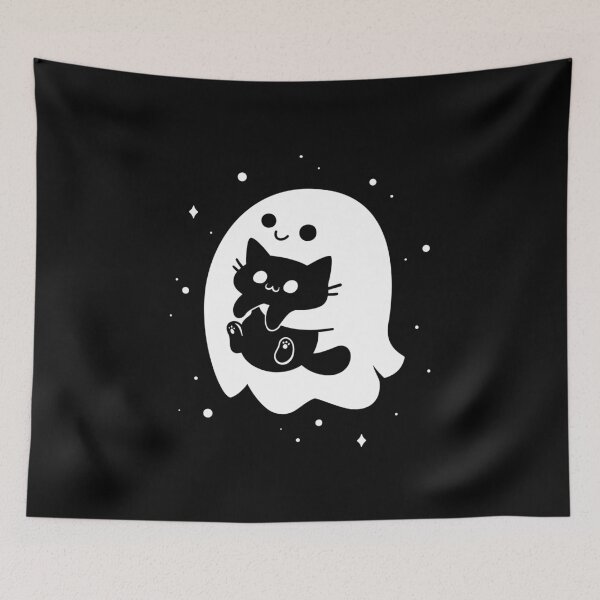 Item preview, Spooky Cat Snatcher - Ghost Holding Black Cat designed and sold by Snouleaf.