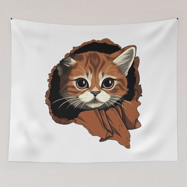 Item preview, Cute kitten look from torn fabric Hole Cloth Cat Lover Owner designed and sold by ELBERSAID.