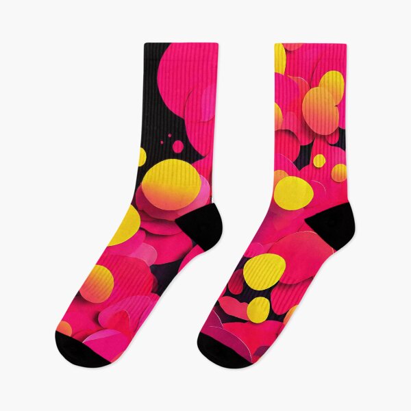 Item preview, Neon pink and yellow overlapping circles with bright accents for an eye-catching designed and sold by Tchoice.