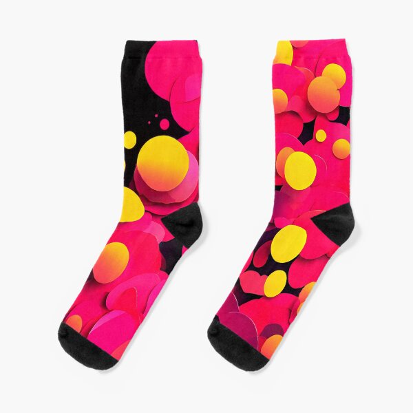 Item preview, Neon pink and yellow overlapping circles with bright accents for an eye-catching designed and sold by Tchoice.