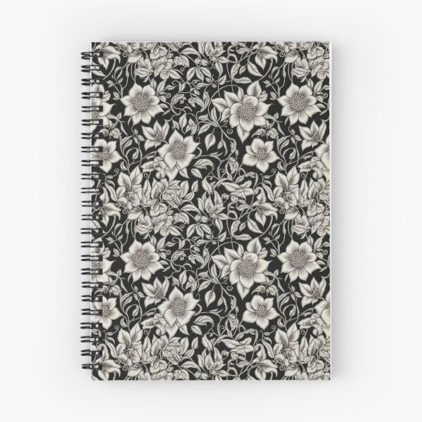 Item preview, White Flowers on Black Faux Embroidery designed and sold by FlowerMeFlorals.